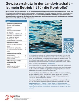 Erste Seite Merkblatt Agridea: Gewässerschutz in der Landwirtschaft